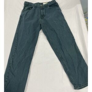Eddie Bauer Green Denim Jeans Tagged 34x30 Measure 31x28 Straight Leg